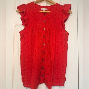 Madewell Red Eyelet Sleeveless Top
